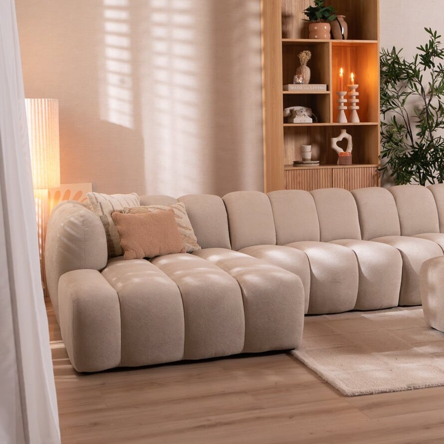 Ecksofa XL links Luca Chenille Beige