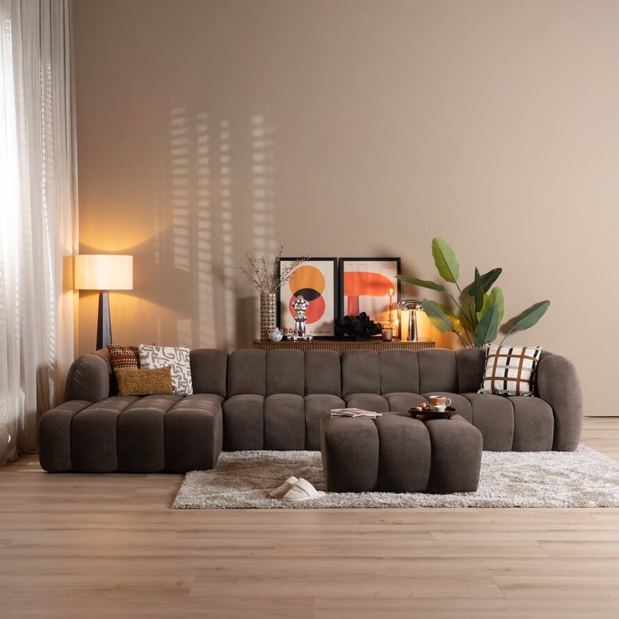 Ecksofa XL links Luca Chenille Braun