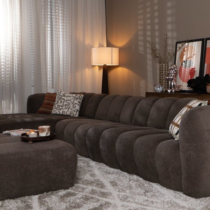 Ecksofa XL links Luca Chenille Braun