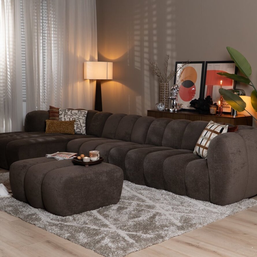 Ecksofa XL links Luca Chenille Braun