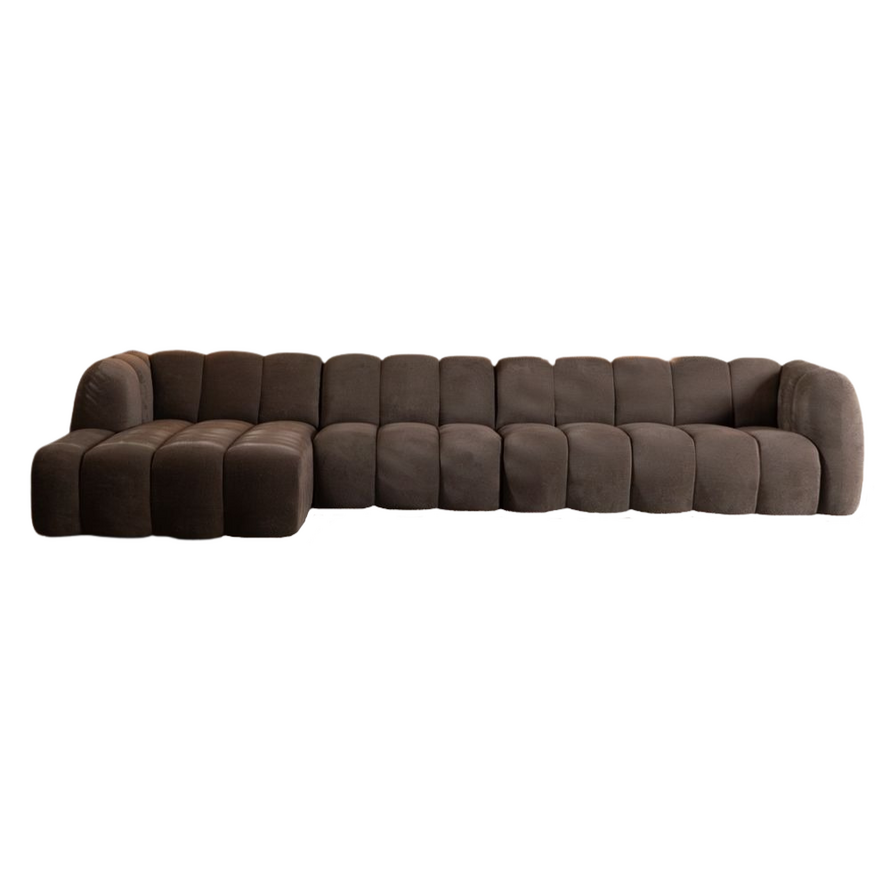 Ecksofa XL links Luca Chenille Braun