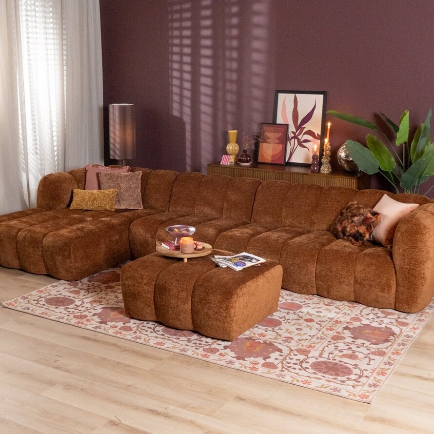 Ecksofa Luca XL Chenille kupfer links
