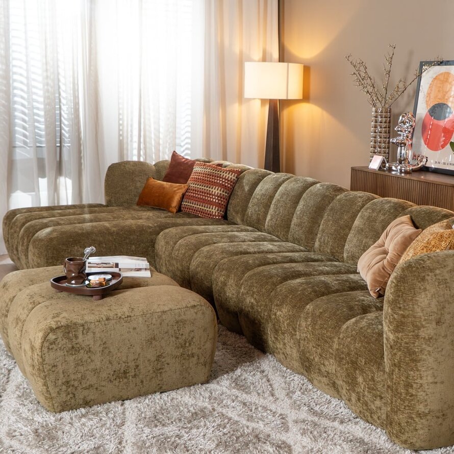 Ecksofa Luca XL Chenille olivgrün links
