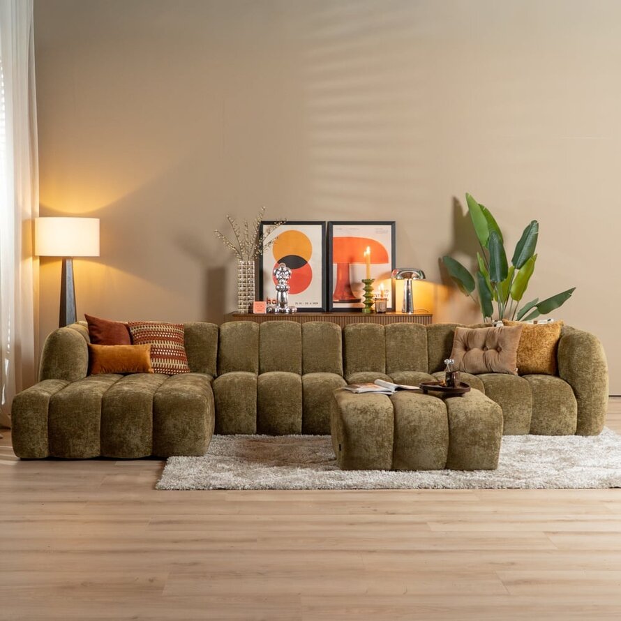 Ecksofa Luca XL Chenille olivgrün links