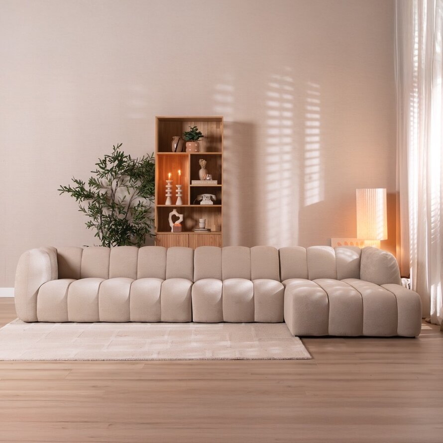 Ecksofa XL rechts Luca Chenille Beige