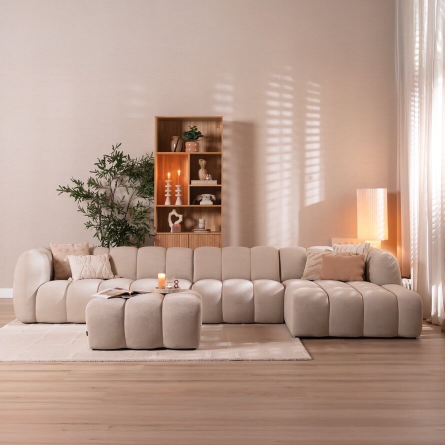 Ecksofa XL rechts Luca Chenille Beige