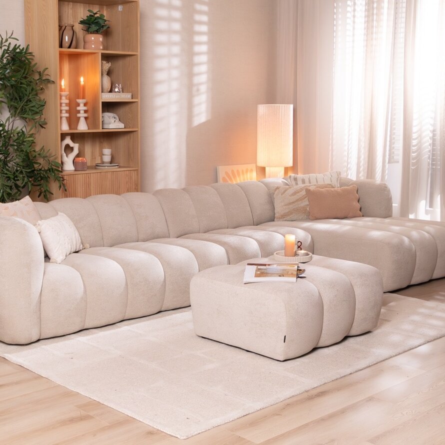 Ecksofa XL rechts Luca Chenille Beige