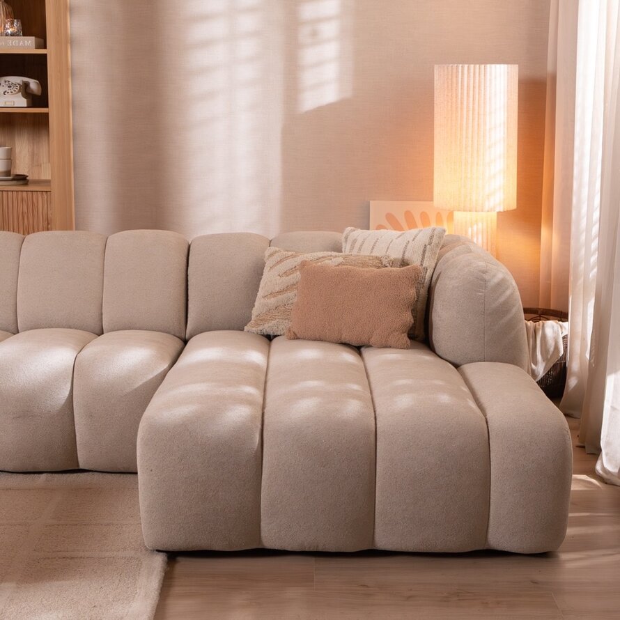 Ecksofa XL rechts Luca Chenille Beige