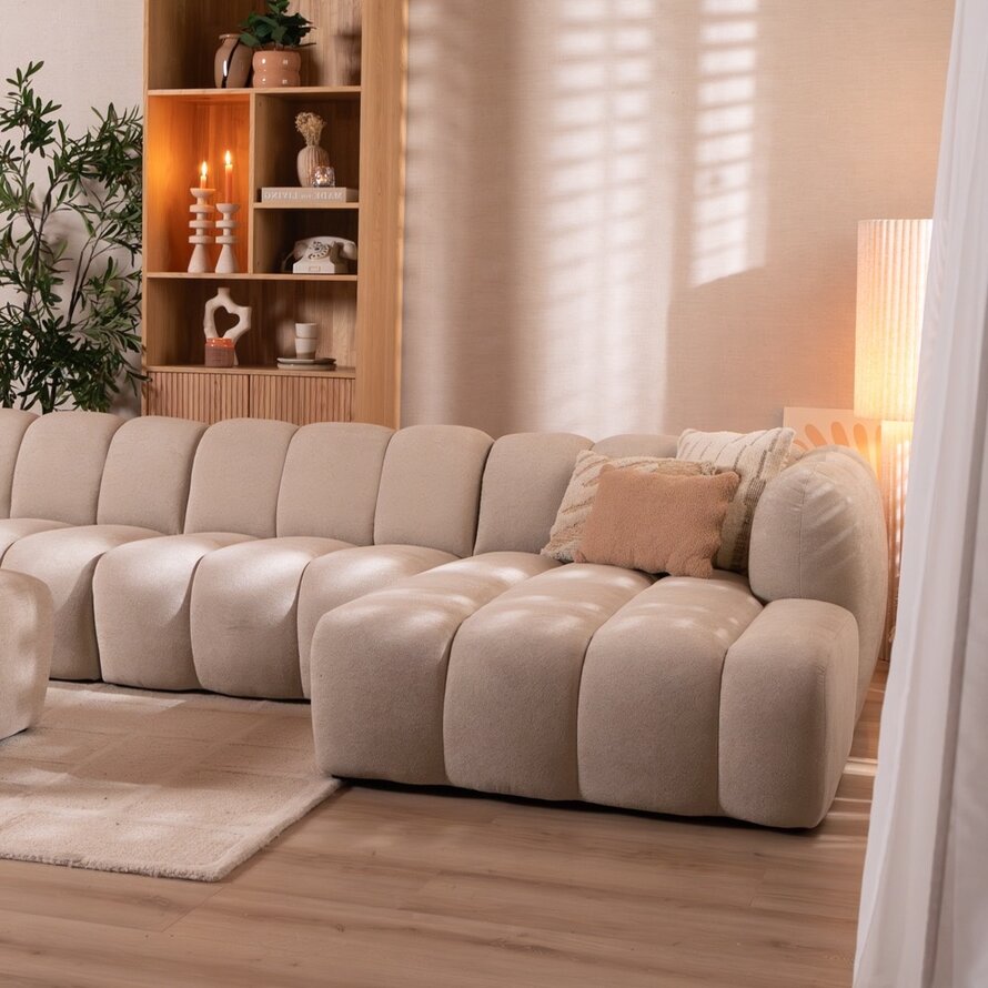 Ecksofa XL rechts Luca Chenille Beige