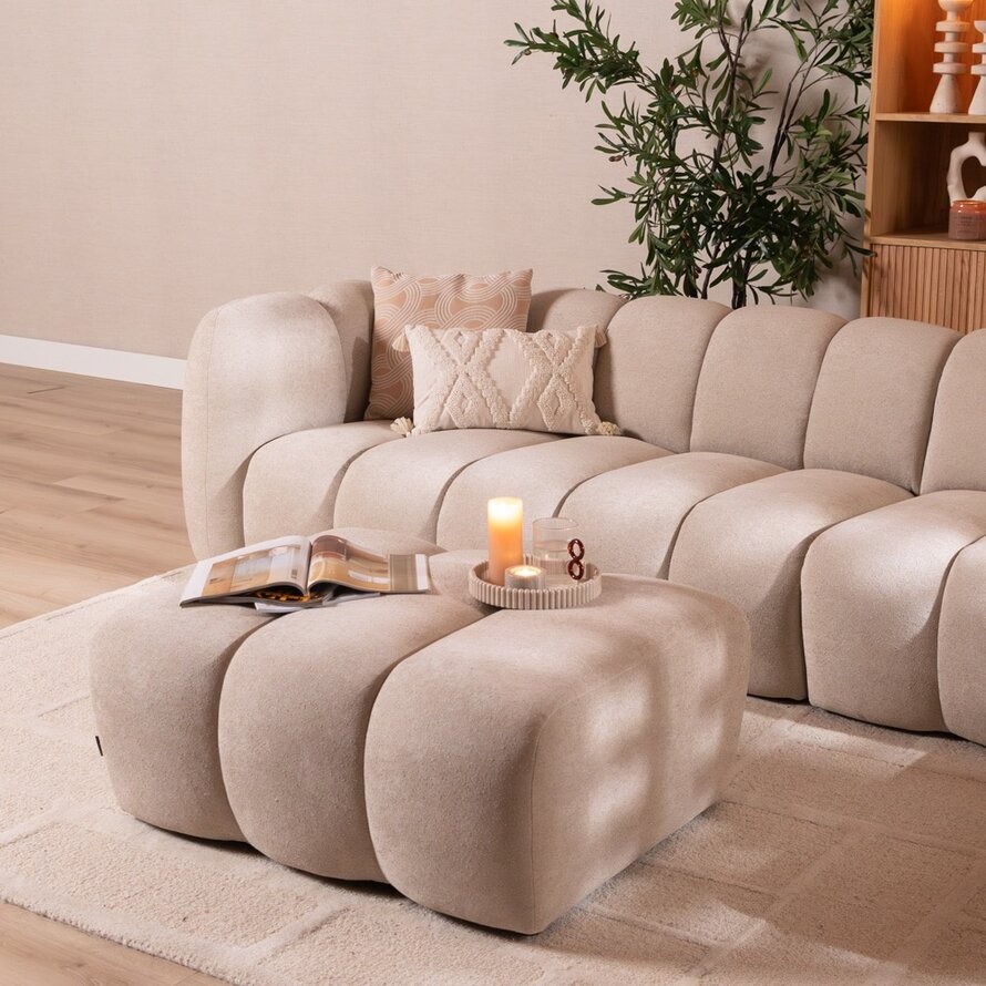 Ecksofa XL rechts Luca Chenille Beige