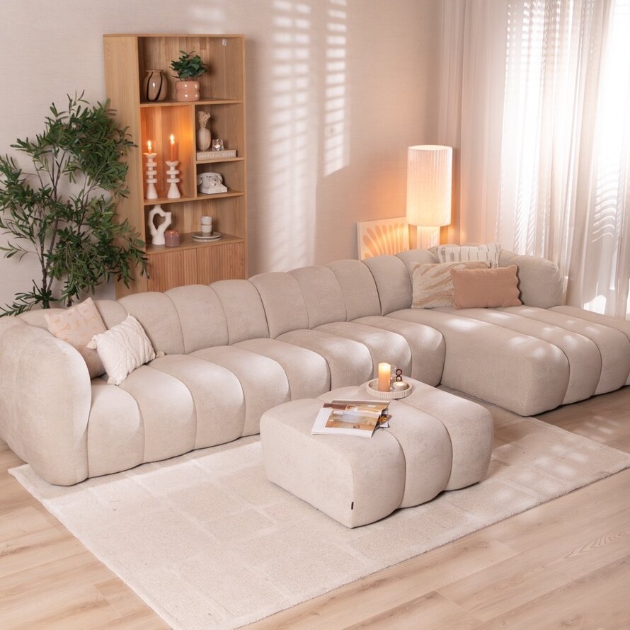 Ecksofa XL rechts Luca Chenille Beige