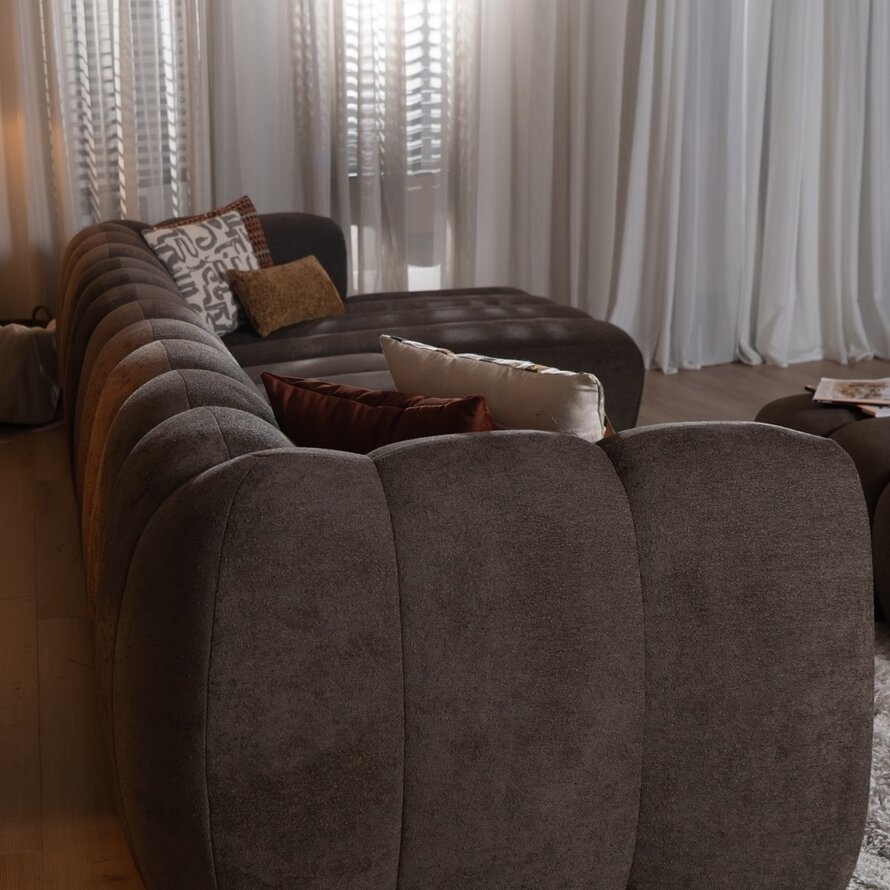 Ecksofa XL rechts Luca Chenille Braun