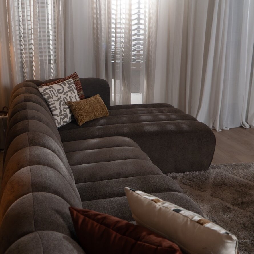 Ecksofa XL rechts Luca Chenille Braun