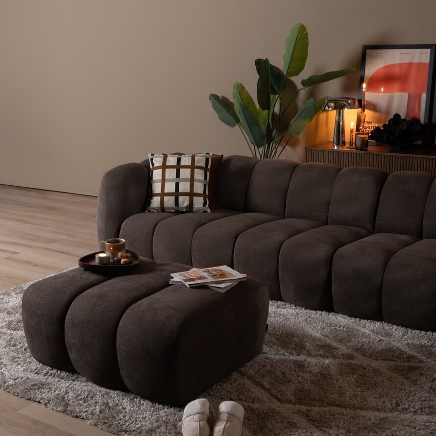 Ecksofa XL rechts Luca Chenille Braun