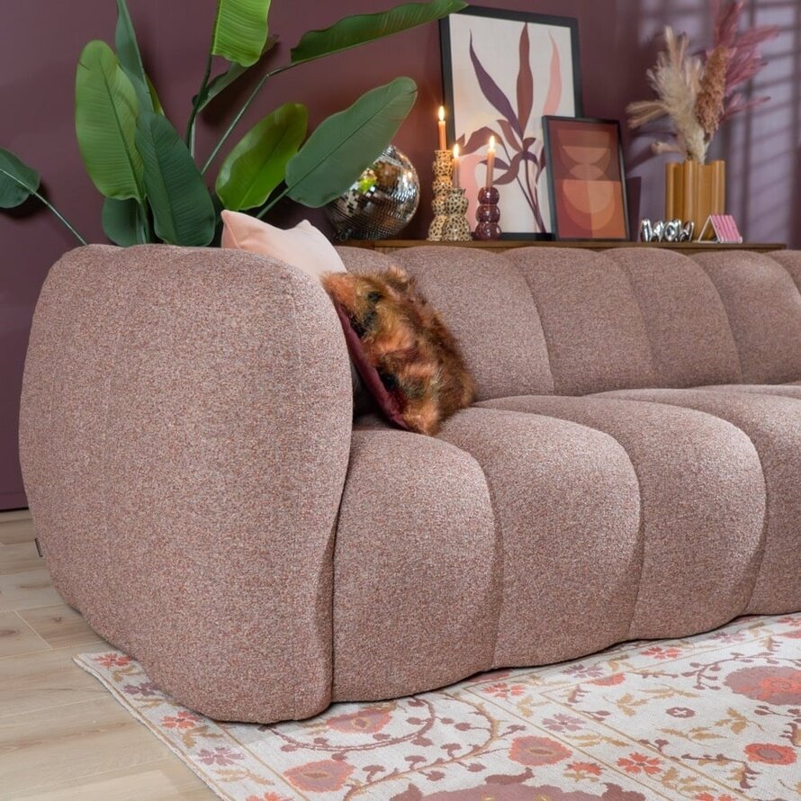 Ecksofa rechts XL Luca aus Bouclé-Stoff rot/rosa