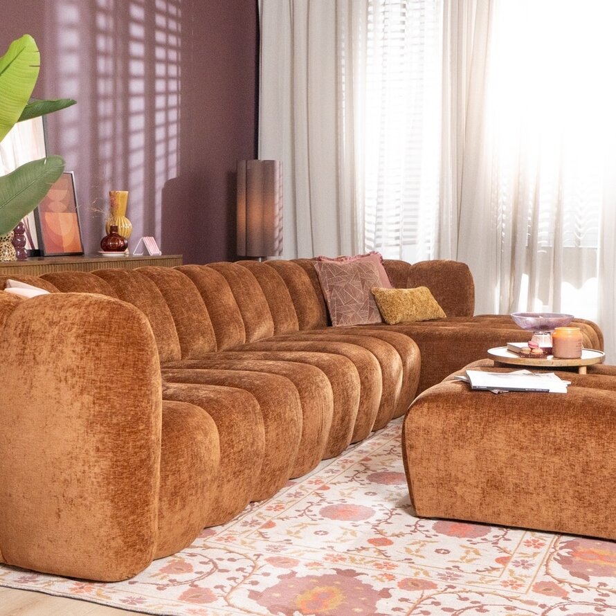 Ecksofa Luca XL Chenille kupfer rechts