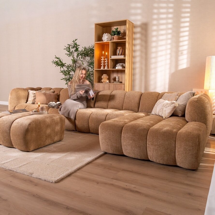 Ecksofa Luca XL Chenille peach rechts