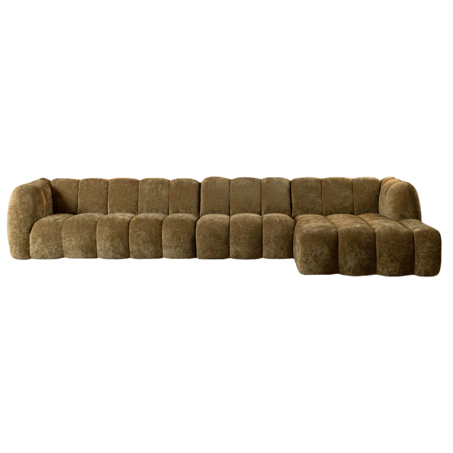 Ecksofa Luca XL Chenille olivgrün rechts