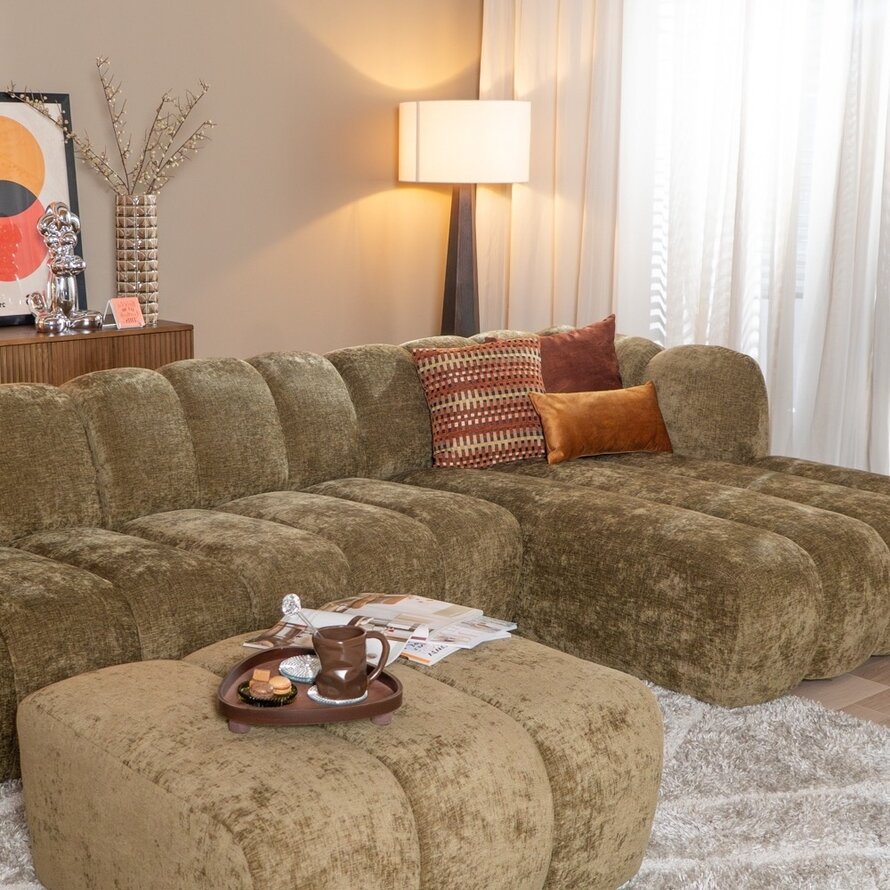 Ecksofa Luca XL Chenille olivgrün rechts