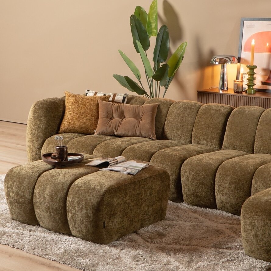 Ecksofa Luca XL Chenille olivgrün rechts