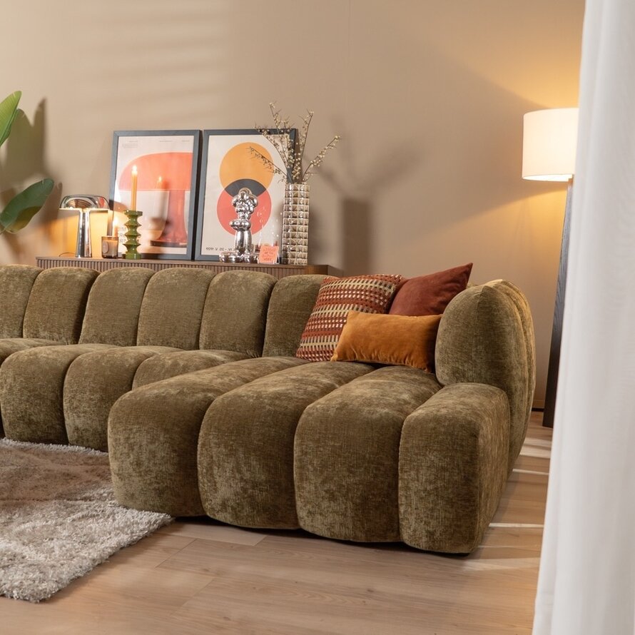 Ecksofa Luca XL Chenille olivgrün rechts
