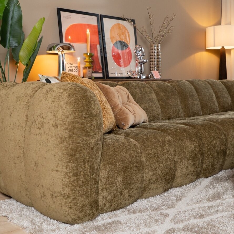 Ecksofa Luca XL Chenille olivgrün rechts