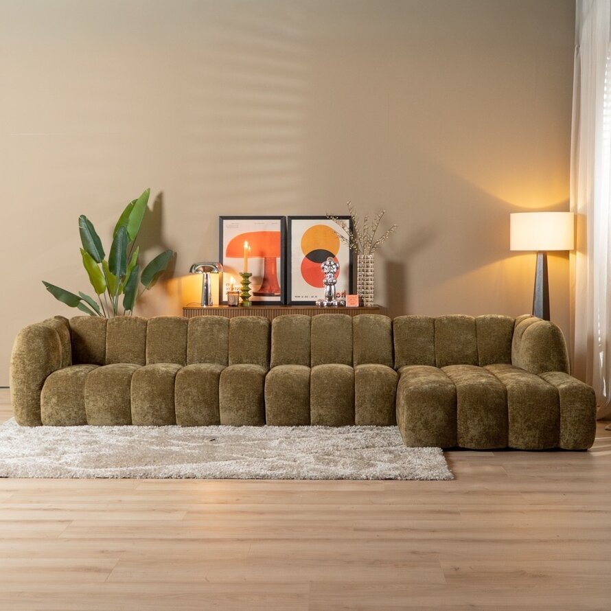 Ecksofa Luca XL Chenille olivgrün rechts