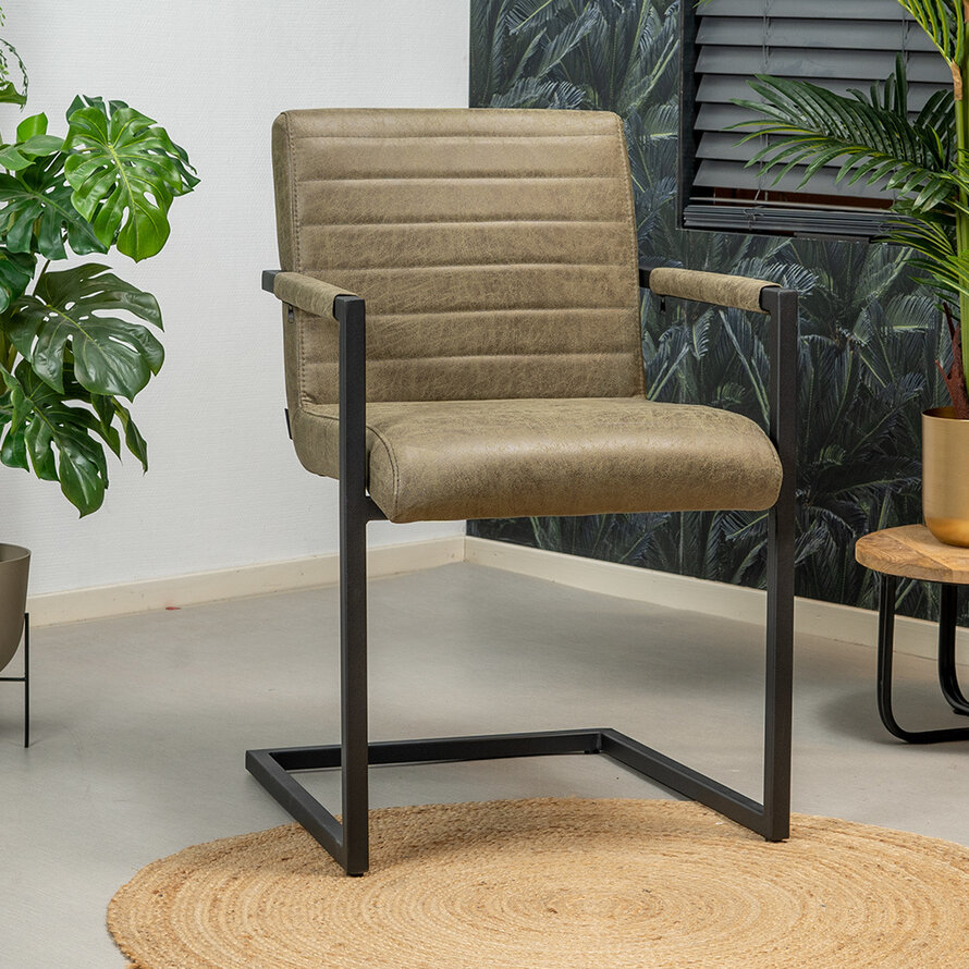 Polsterstuhl Eco-Leder Block mit Armlehne olivgrün