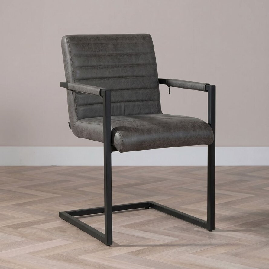 Polsterstuhl Eco-Leder Block mit Armlehne anthrazit