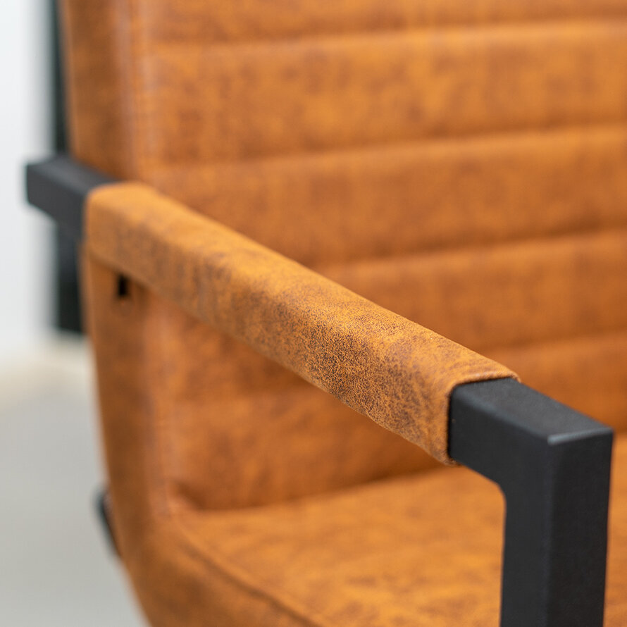 Polsterstuhl Eco-Leder Block mit Armlehne cognac