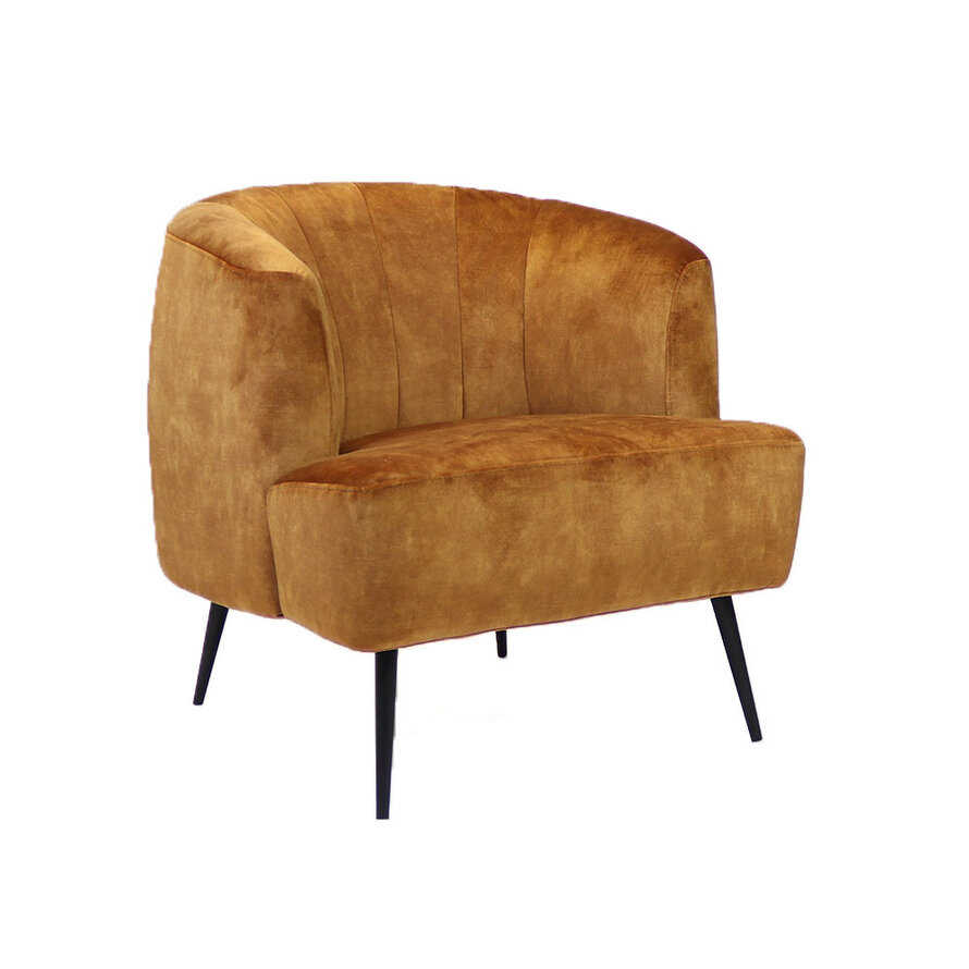 Samt Sessel Billy modern ockergelb/cognac