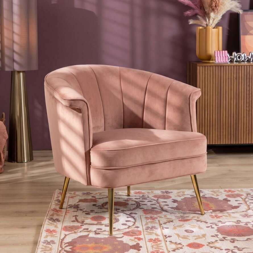 Samt Sessel Amy modern rosa