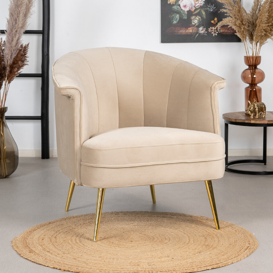 Samt Sessel Amy modern beige