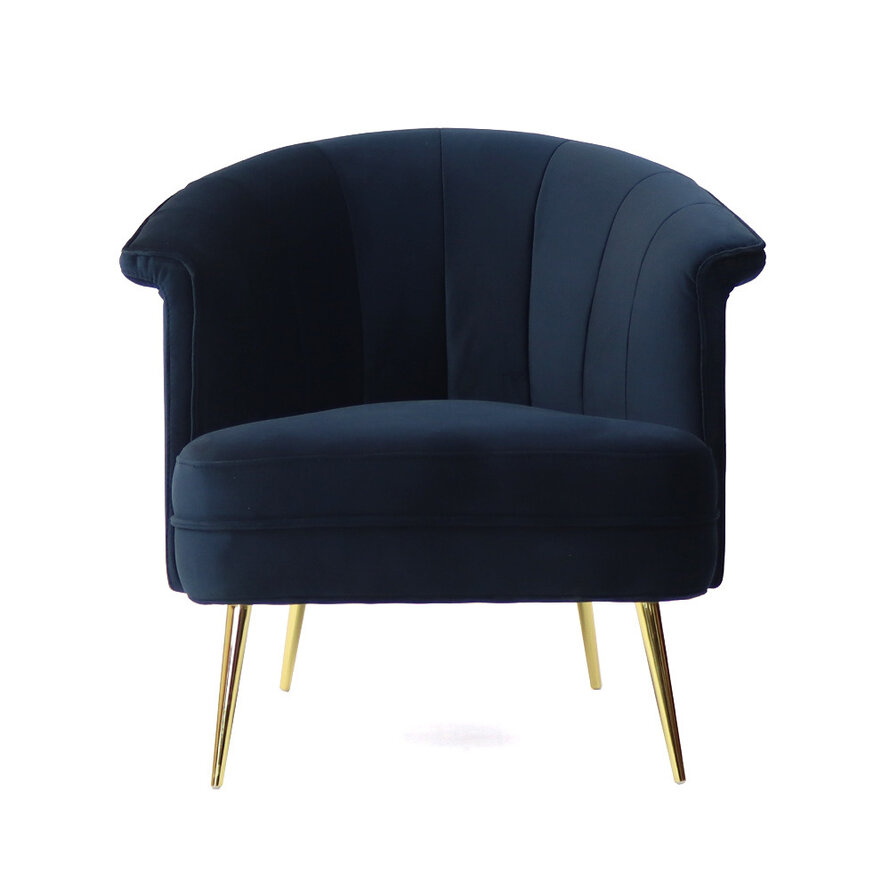 Samt Sessel Amy modern dunkelblau