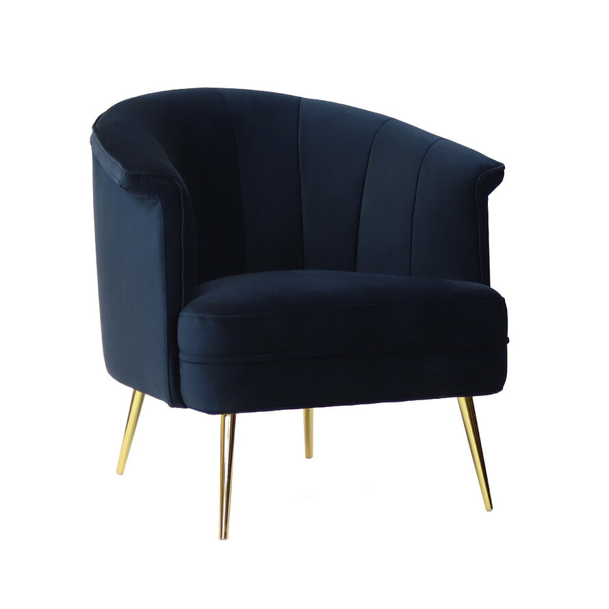 Samt Sessel Amy modern dunkelblau
