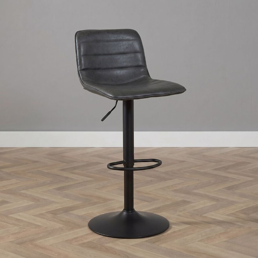 Barhocker Boston höhenverstellbar Leder anthrazit 60-76 cm