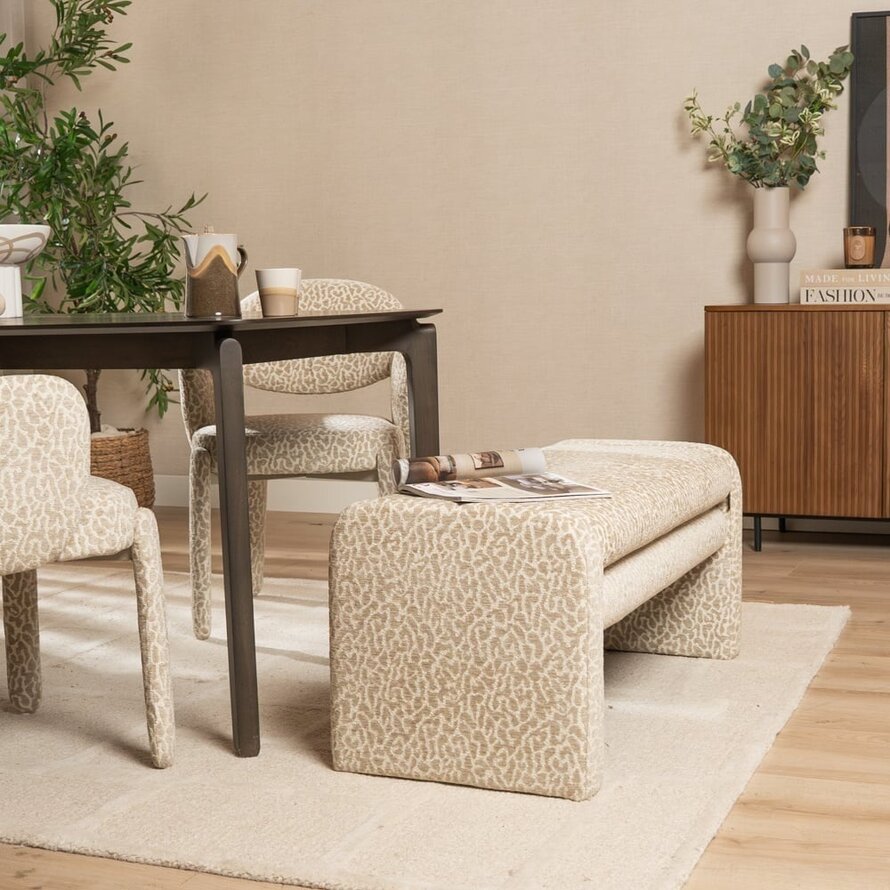 Esszimmerbank Lux taupe Leo-print 100 cm