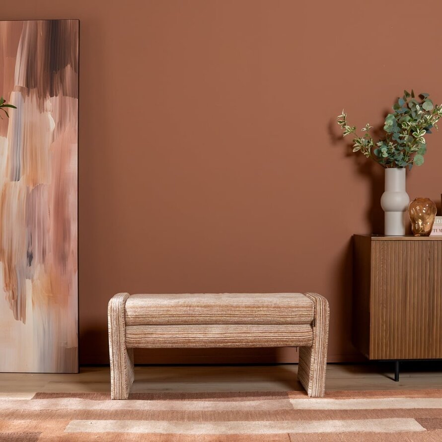 Esszimmerbank Ravi Chenille beige/pink 100 cm