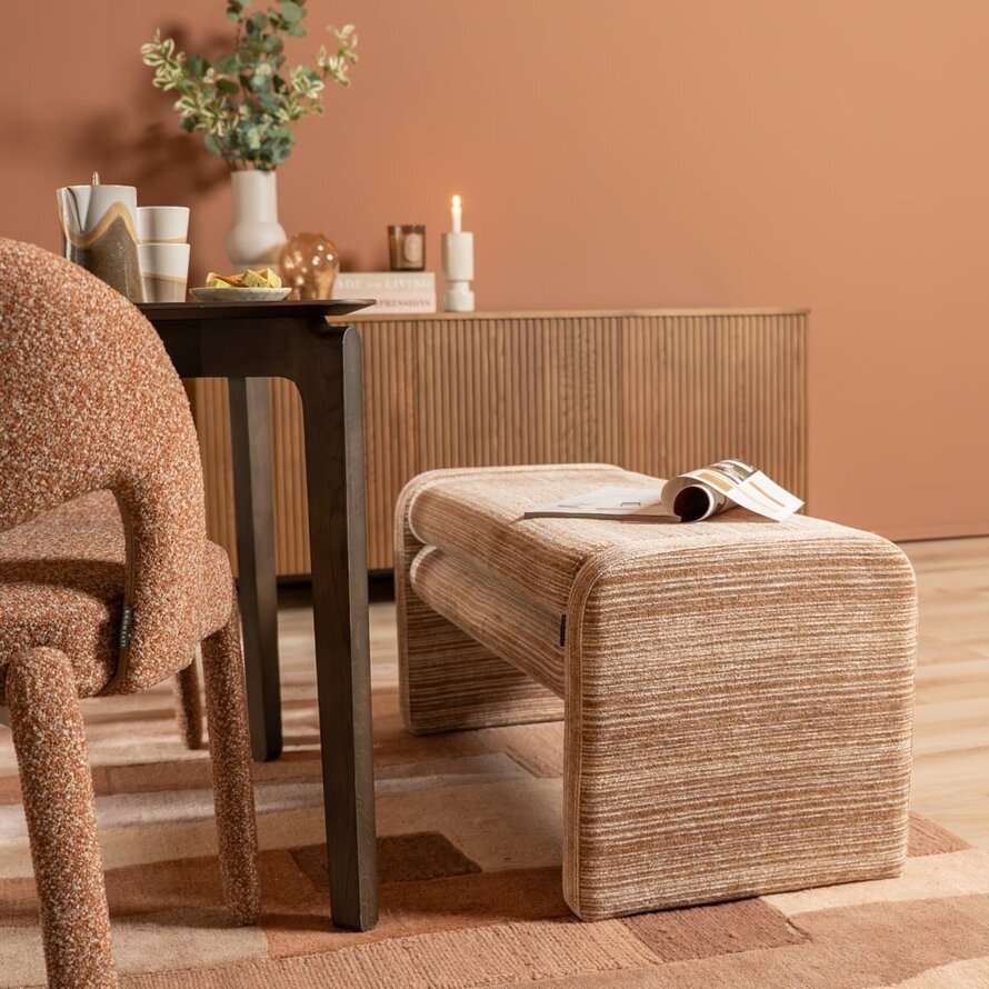 Esszimmerbank Ravi Chenille beige/pink 100 cm