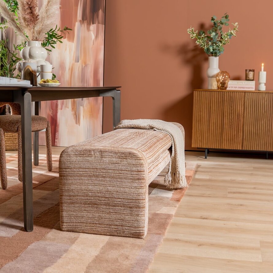 Esszimmerbank Ravi Chenille beige/pink 160 cm