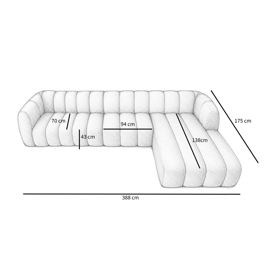 Ecksofa XL rechts Luca Chenille Beige