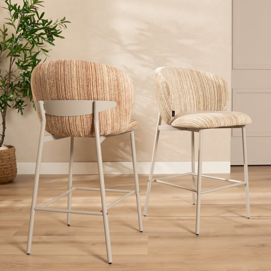 Barhocker Milo Chenille beige/pink 70 cm