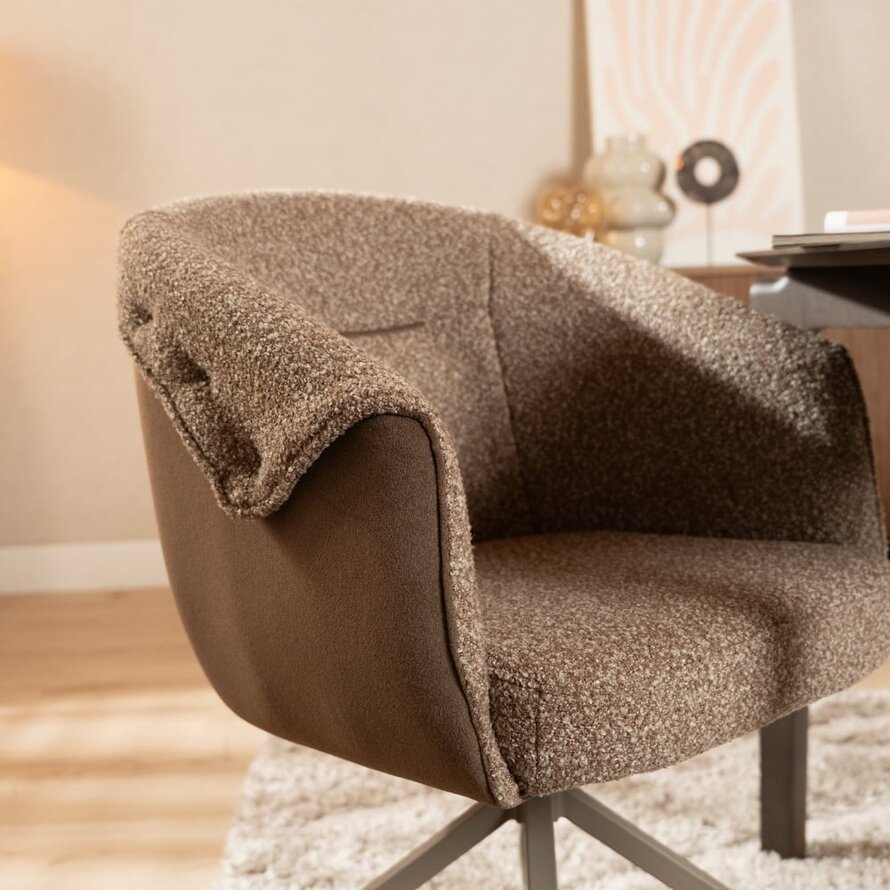 Stuhl Riley drehbar Bouclé braun