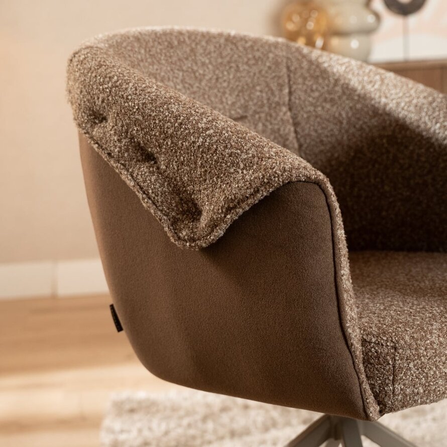 Stuhl Riley drehbar Bouclé braun