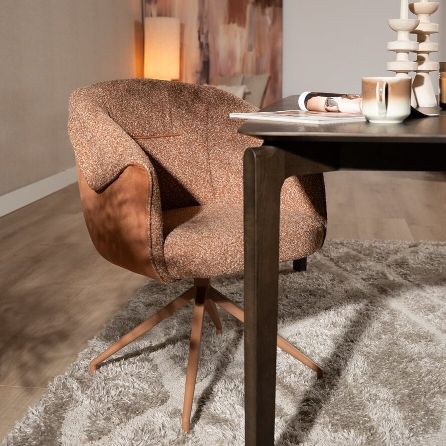 Stuhl Riley drehbar Bouclé terrakotta