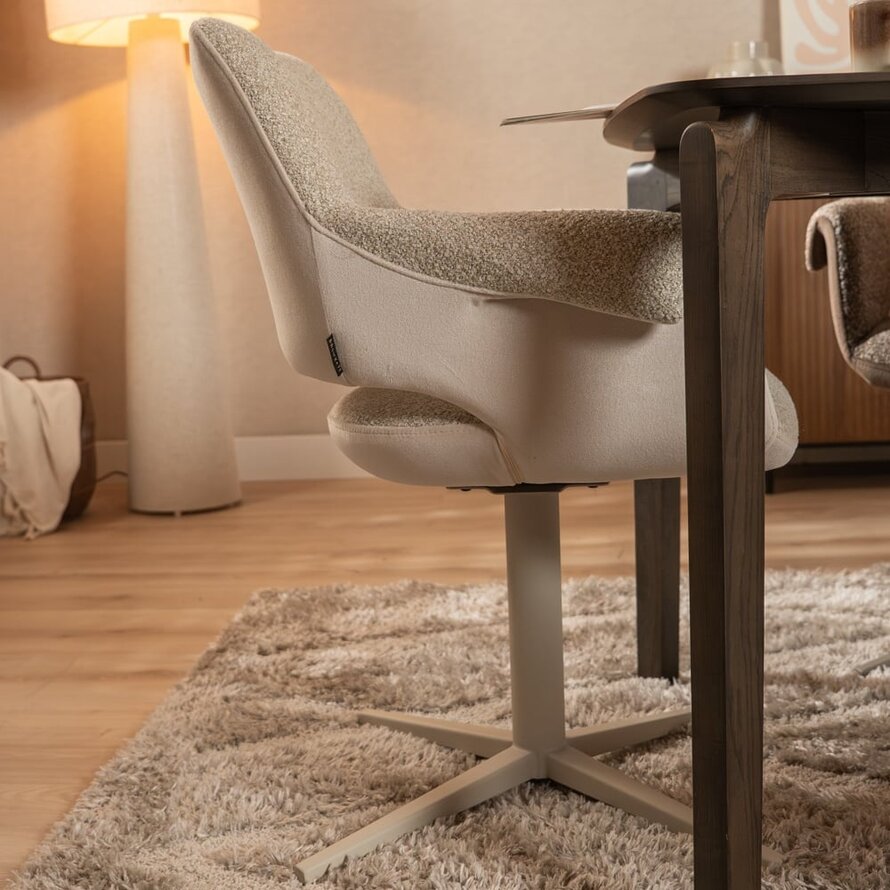 Stuhl Jules drehbar Bouclé taupe