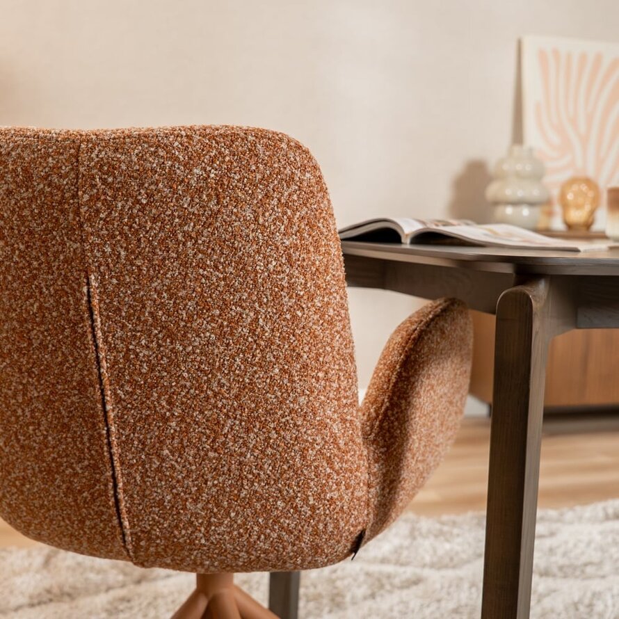 Stuhl Alex drehbar Bouclé terrakotta