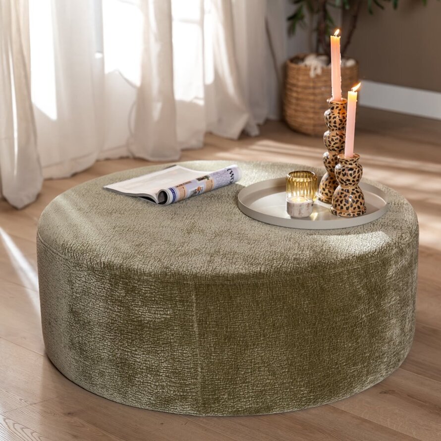 Hocker Chloe rund Chenille grün ø100 cm