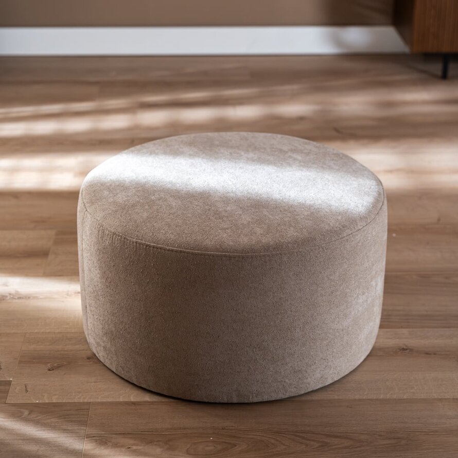 Hocker Blair rund Chenille beige ø70 cm