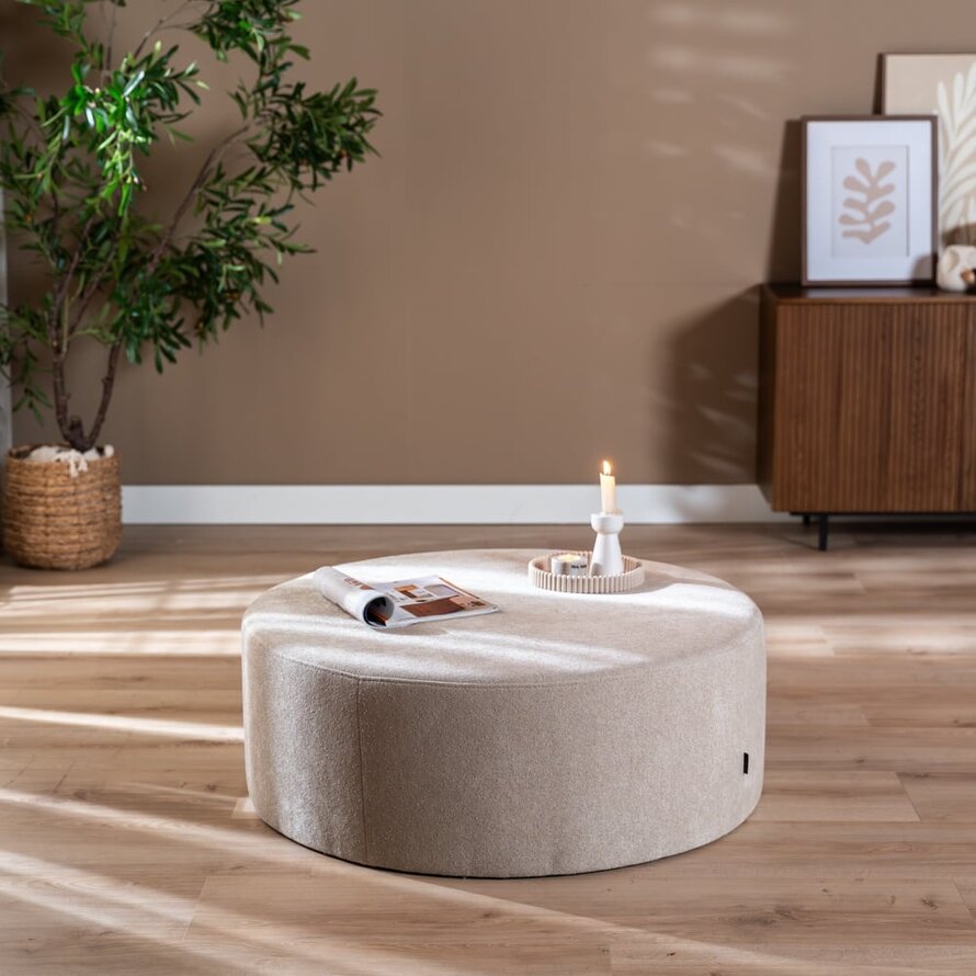 Hocker Blair rund Chenille beige ø100 cm